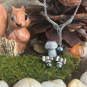 925 Sterling vintage charming pearl necklace set